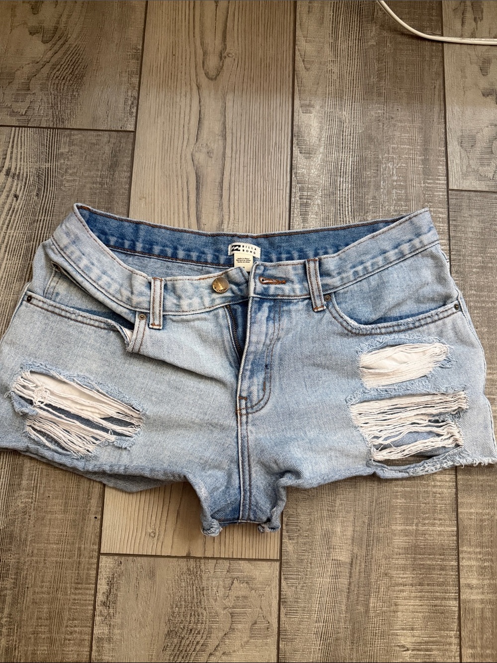 Billabong Light Blue Distressed Denim Shorts